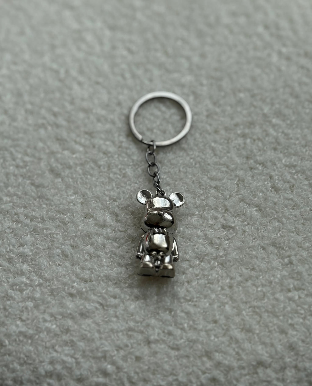 Silver Teddy Keychain