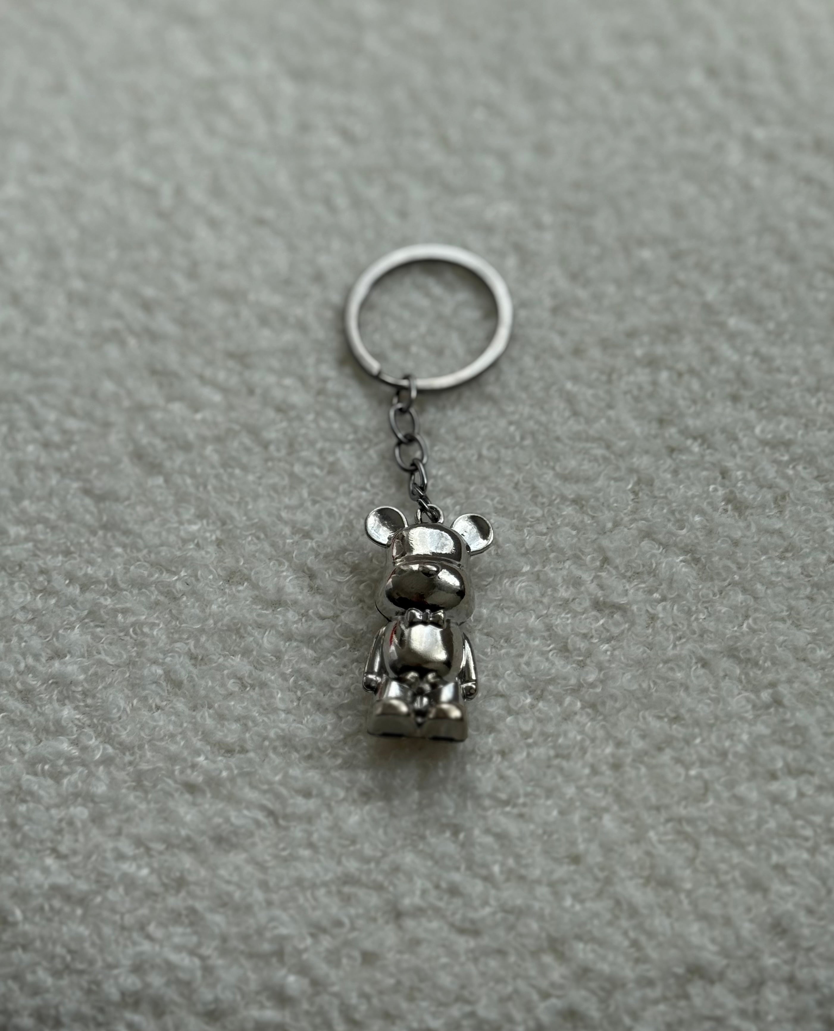 Silver Teddy Keychain
