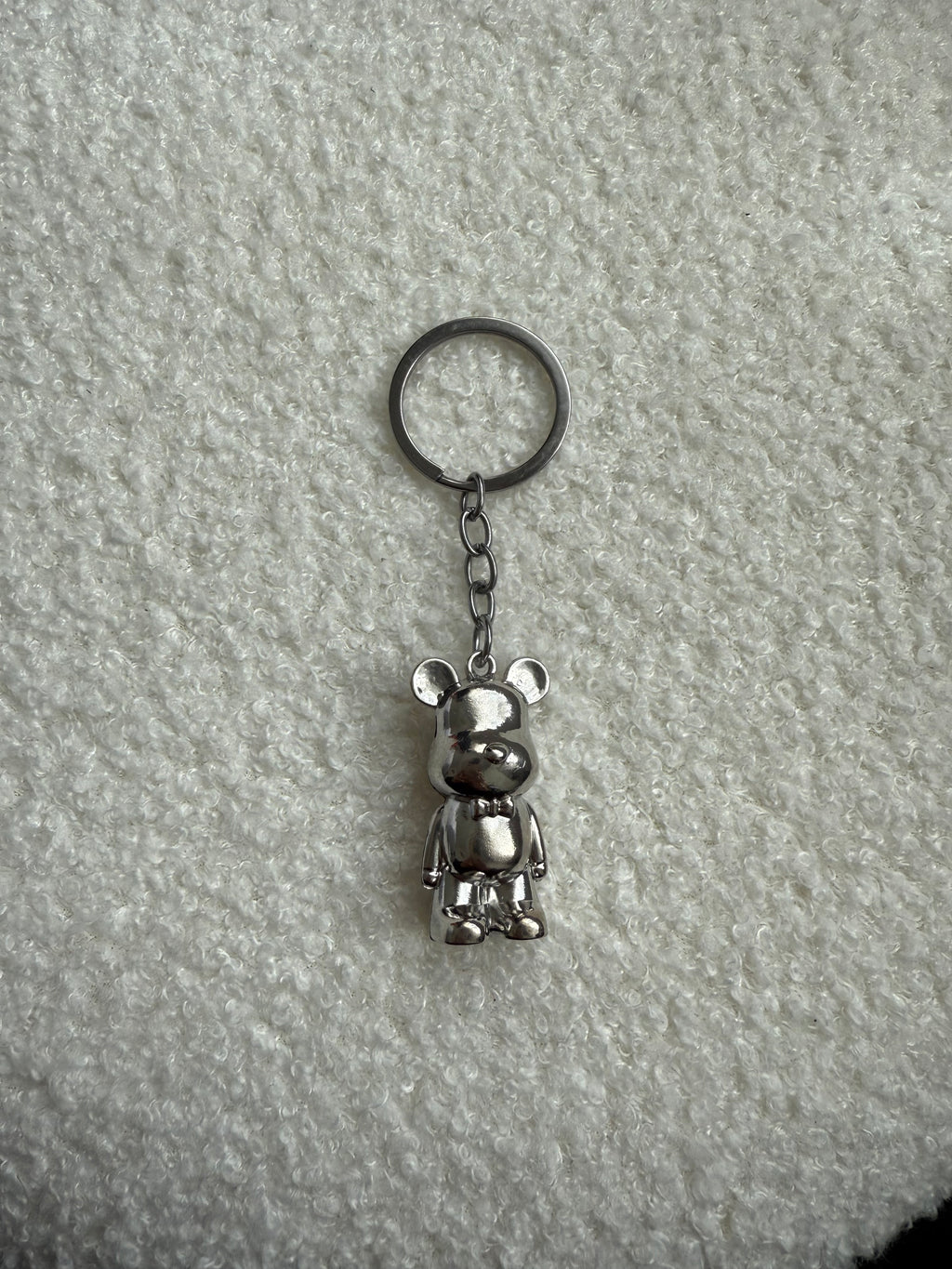 Silver Teddy Keychain
