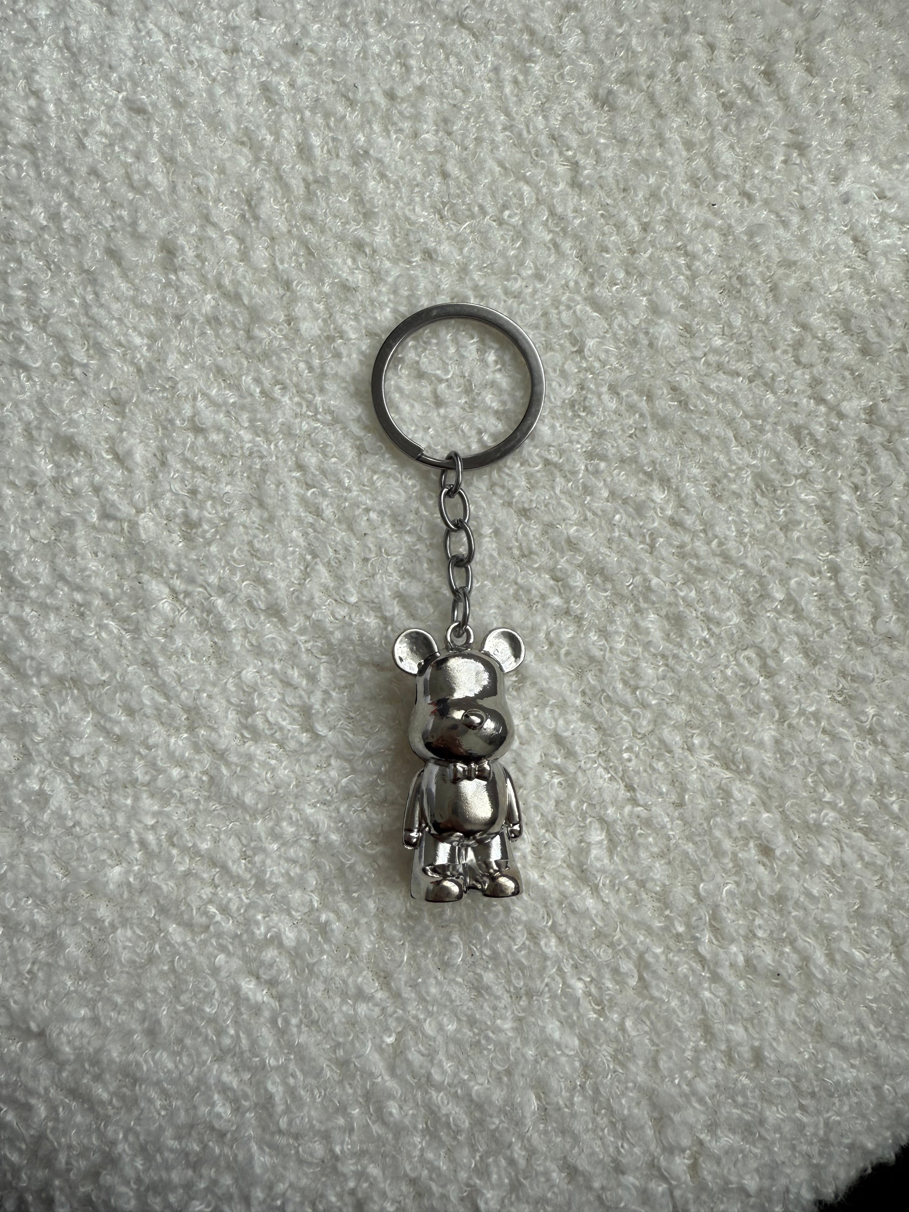 Silver Teddy Keychain